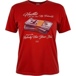 Point Blank Hustle Grind Money‎ Graphic T-Shirt XL Red Streetwear Hip Hop Tee